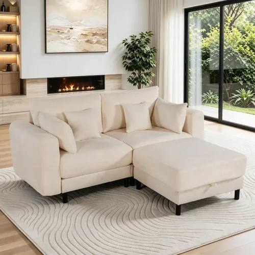 Vista 16 de Sofá de nube de 112.4 pulgadas, sofá modular en forma de L con otomana de Gris