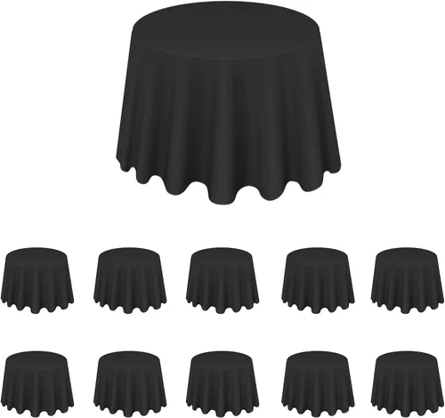 Vista 12 de LALAPORT Paquete de 10 manteles redondos de poliéster de 90 pulgadas color marfil de alta calidad para bodas, fiestas, eventos, banquetes, bufés