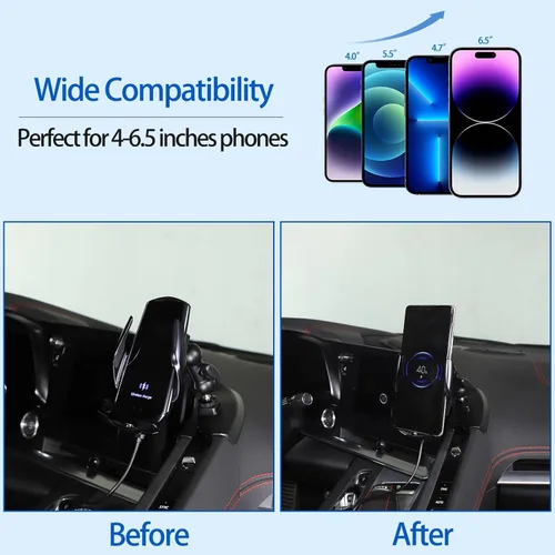 Vista 4 de Soporte de teléfono para automóvil para Chevrolet Corvette C8 2020-2024, soporte de teléfono celular para consola central, panel lateral de aire