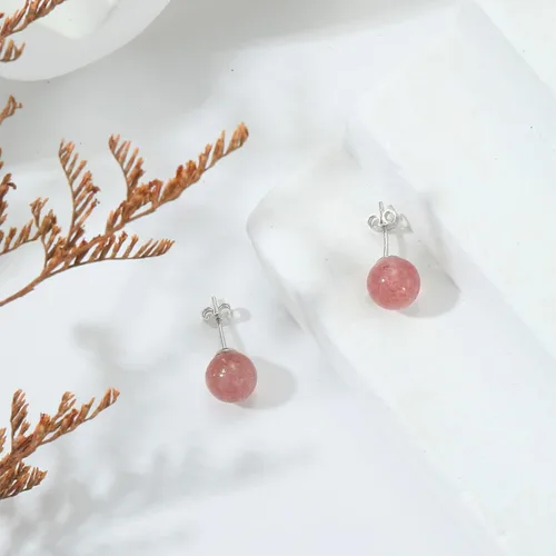 Vista 70 de Natural Stone Stud Earrings for Women 8mm Sterling Silver Genuine Gemstone Earrings Handmade Sterling Silver Crystal Stud Earrings for Women