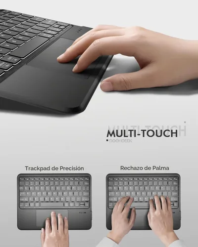 Vista 5 de Funda de teclado universal para tabletas de 9 a 11 pulgadas, teclado desmontable Bluetooth dual para tabletas Android, iPads/Galaxy Tabs, teclado