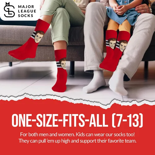 Vista 5 de Major League Socks - NHL CHICAGO BLACKHAWKS - Calcetines de hockey para hombres y mujeres, regalo para fanáticos del hockey en todas las ocasiones