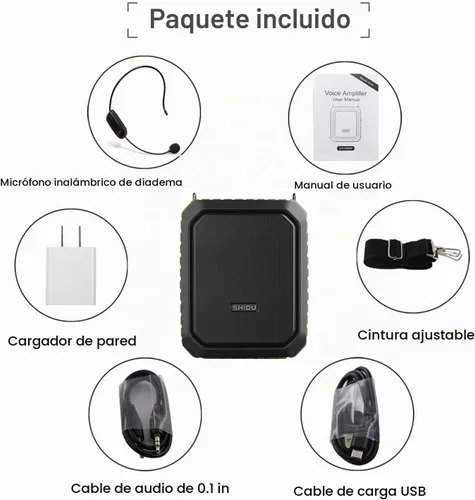 Vista 8 de Amplificador de voz inalámbrico Bluetooth Micrófono para profesor de 18 W, impermeable, amplificador de voz portátil, micrófono recargable