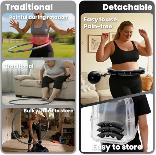 Vista 4 de Weighted Infinity Exercise Hoop - 64in 30 Links Smart Hoop for Adult Weight Loss, Plus Size Low-Impact Fitness Hoop for Beginners & Women