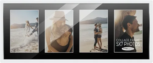 Vista 133 de Marcos de fotos modernos para decoración de pared, marco de collage de fotos de 8 x 10 pulgadas, acabado negro con paspartú negro para dos fotos