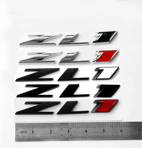 Vista 3 de OEM negro ZL1 emblema insignia letra puerta lateral trasera compatible con 1LE Ss Rs (negro rojo)