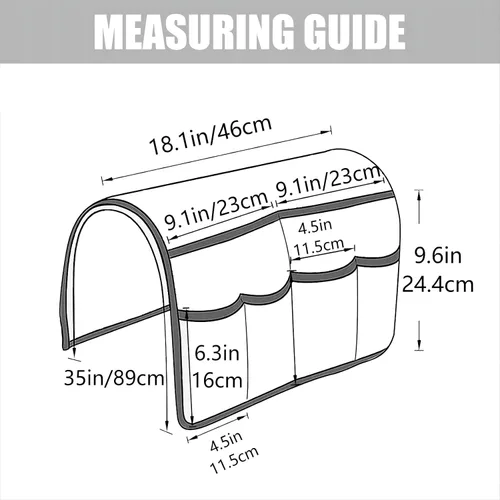 Vista 4 de Juego de 3 fundas impermeables para sofá reclinable, funda para reposabrazos y reposacabezas con 6 bolsillos de almacenamiento, protector acolchado