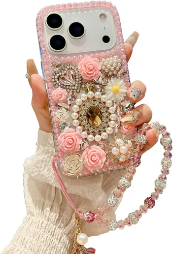 Vista 34 de iFiLOVE para iPhone 7 Plus/8 Plus Funda con Diamantes Brillantes y Correa de Flores, 3D Lujo Brillante Purpurina Cristal Diamantes de Imitación