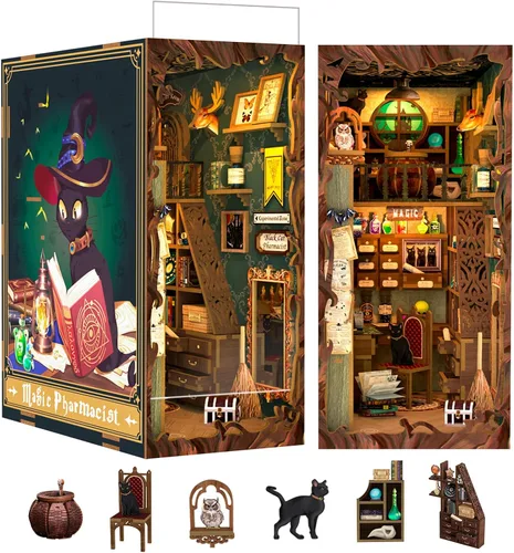 Vista 20 de Kit de rincón de libros Cutefun - Kit de casa de muñecas en miniatura de bricolaje para adultos y adolescentes, kit de construcción de mini casa