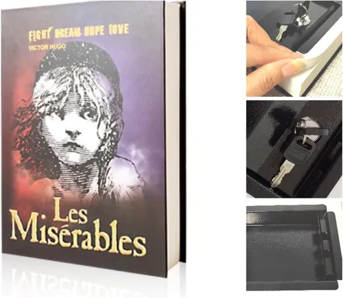 Vista 7 de Kingsida - Caja fuerte con cerradura de libro de papel real con cerradura de llave, diccionario secreto oculto (Alicia en el país de las maravillas)