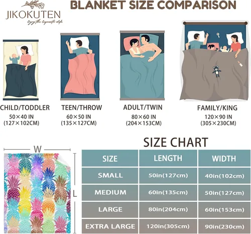 Vista 3 de Manta colorida de piña, regalos para mujeres, niñas, hombres y niños, manta de franela suave y cómoda para cama de autobús, sala de estar