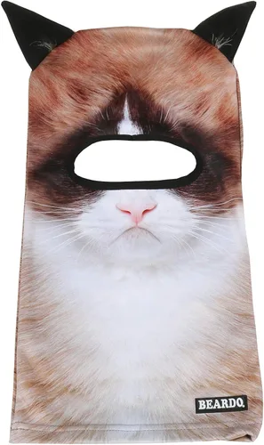 Vista 3 de BEARDOWEAR Máscara de esquí con cabeza de gato enojado unisex con impresión realista.