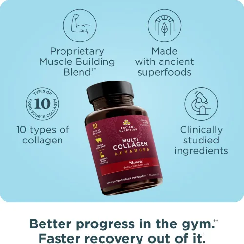 Vista 3 de Ancient Nutrition Advanced Multi Collagen Protein Cápsulas Musculares, 90