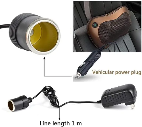 Vista 5 de Convertidor de CA a CC, 2 A 24 W, adaptador de corriente para toma encendedor de cigarrillos de coche 110-240 V a 12 V CA/CC, negro