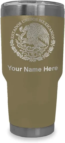 Vista 10 de LaserGram - Vaso personalizado de 20 onzas, bandera de México (negro)