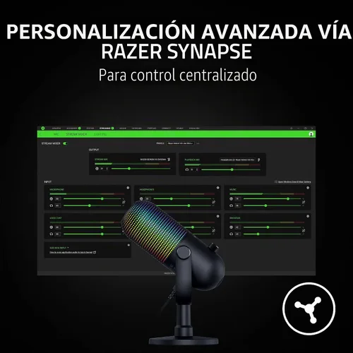 Vista 7 de Razer Seiren V3 Chroma RGB, Stream & Game Reactive, micrófono USB, negro