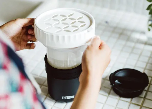 Vista 6 de Thermos "Fiambrera Donde El Arroz Se Puede Cocinar JBS-360BK (Negro)【Productos Originales Nacionales De Japón】