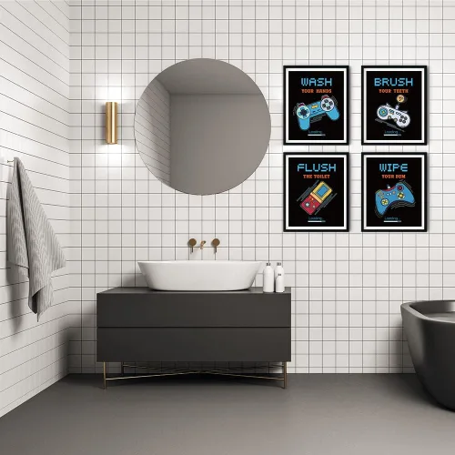 Vista 6 de IIILUYOT Pósteres de juegos para baño, adolescentes y niños, decoración de cuarto de baño, decoración de pared para jugadores, regalos para niños