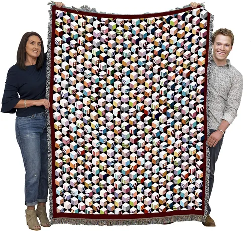 Vista 8 de Pure Country Weavers Manta de edredón – Nueve parches de flores – Patrones de regalo de jardín con hojas florales de regazo cuadrado tejido