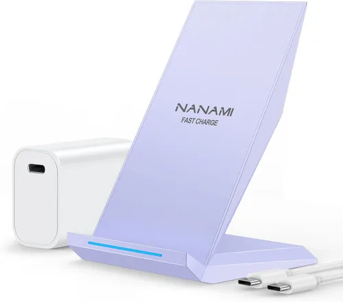 Vista 9 de NANAMI Cargador inalámbrico rápido con cargador de teléfono USB, soporte de carga certificado Qi con adaptador QC3.0 7.5W compatible con iPhone