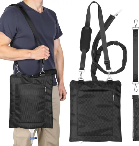 Vista 12 de Soporte para bolsa de drenaje de orina, funda de privacidad para bolsas de catéter u orina, con correa ajustable, diseño de cremallera, impermeable