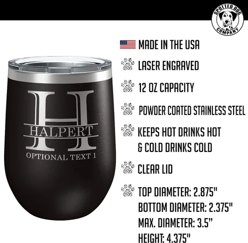 Vista 2 de Vaso de vino personalizado de 12 onzas (17 colores) de acero inoxidable recubierto de polvo con tapa, grabado personalizado, regalo personalizado