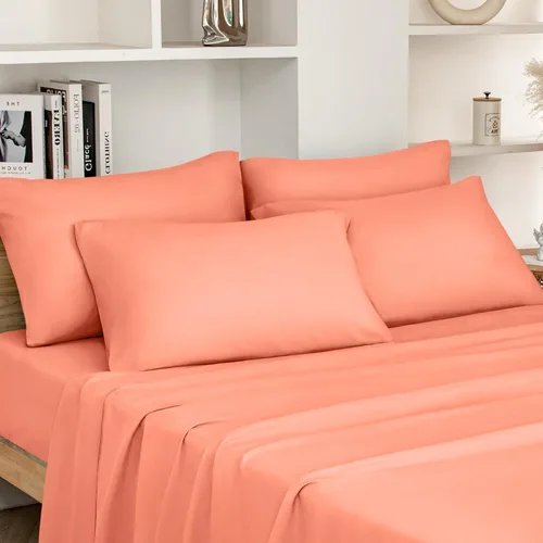 Vista 12 de HOMEIDEAS Sábanas de cama tamaño completo – Juego de 6 piezas (azul aguamarina) – Sábanas de ropa de cama de microfibra cepillada extra suave