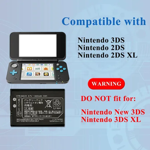 Vista 3 de MAXSHARKS Compatible con reemplazo de batería 3DS, batería CTR-003 para Nintendo 3DS, con kit de herramientas de reparación