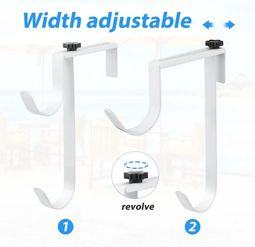 Vista 3 de Savita 2 ganchos dobles para poste de piscina, panel grueso ajustable, ganchos de equipo de valla de piscina, ganchos de metal para colgar