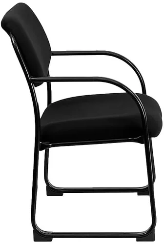 Vista 5 de Flash Furniture Silla de recepción lateral ejecutiva de tela negra Richie con base de trineo