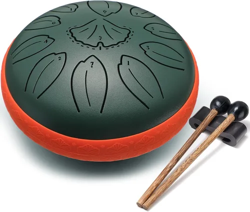 Vista 11 de Lronbird Percusión de tambor de lengua de acero, instrumentos musicales de 6 pulgadas, 8 notas, regalos musicales para familiares y amigos (azul)