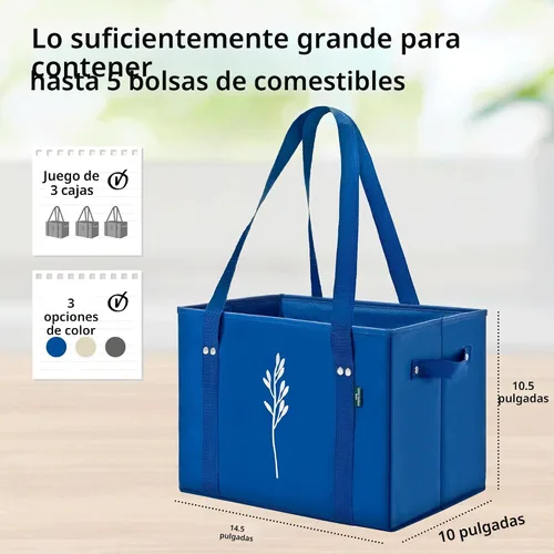 Vista 2 de Green Bulldog - Bolsas reutilizables para comestibles, resistentes y reutilizables, con asas largas, plegables y plegables, con capacidad para hasta