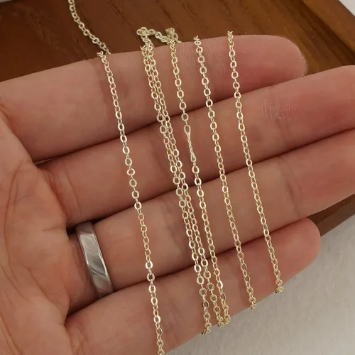 Vista 6 de Cadena de cable rellena de oro de 14 quilates de 6 pies para fabricación de joyas personalizadas, cadena de cable a granel sin terminar (0.039 in)