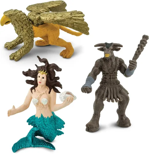 Vista 4 de Safari Ltd. Reino mítico TOOB - 8 mini figuras: Quimera, Grifo, Fénix, Unicornio, Dragón marino, Minotauro, Poseidón y Sirena - Figuras de juguete