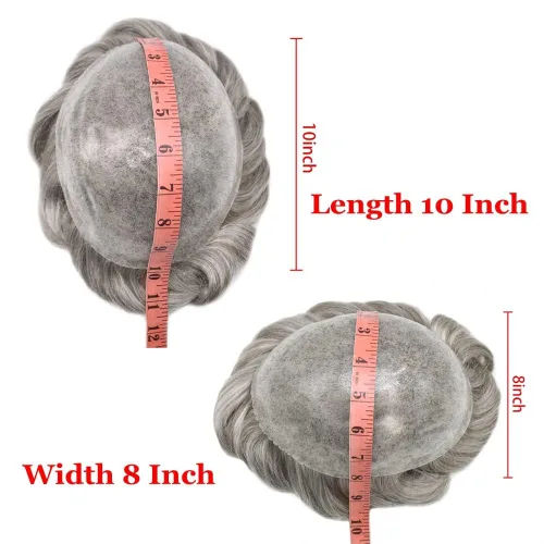 Vista 295 de Toupee para hombre 100% cabello humano real tupé para hombres 0.004 in piel de poliuretano para hombre, sistema de reemplazo de piezas de pelo