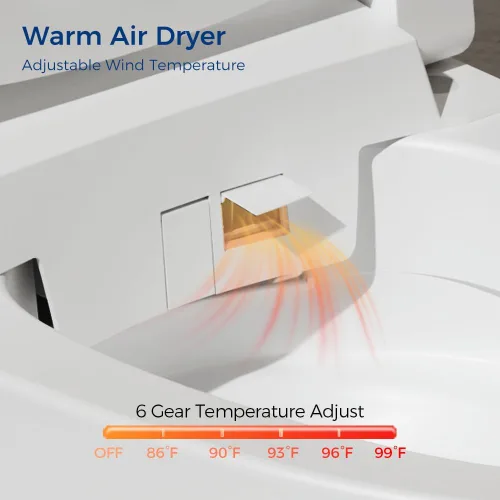 Vista 7 de EPLO Inodoro inteligente, bidé de una pieza para baños, inodoro moderno alargado con agua caliente, doble descarga automática, operación con sensor