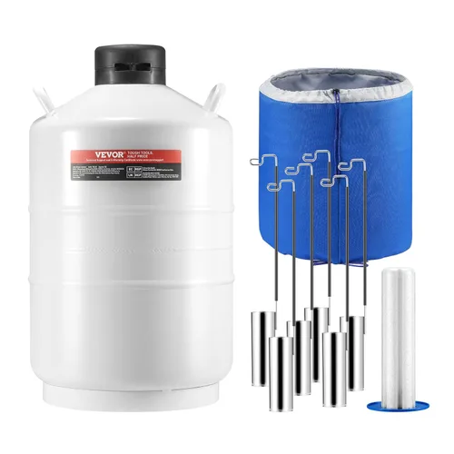 Vista 11 de VEVOR Tanque de Nitrógeno Líquido, Contenedor de Nitrógeno Líquido de Aleación de Aluminio de 3 L, Tanque Dewar de LN2 con 6 Botellas y Bolsa