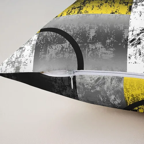 Vista 7 de Feelyou Juego de 2 fundas de almohada geométricas reversibles, color amarillo, gris, negro, geométrico, decoración del hogar, fundas de cojín
