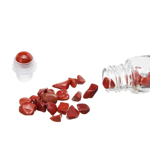 Vista 4 de Botellas enrollables de vidrio transparente, paquete de 10 bolas enrollables de 0.33 onzas líquidas de piedras preciosas para aceites esenciales