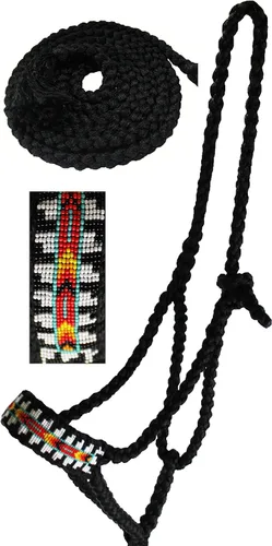 Vista 2 de Nylon Caballo Cuerda occidental trenzado Halter plomo w/Noseband cuentas 606RT14