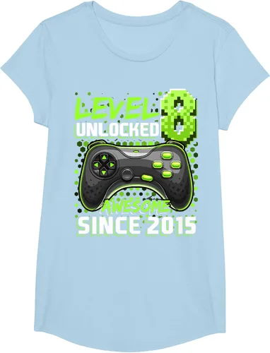 Vista 14 de Level 8 Unlocked Awesome 2015 Video Game 8th Birthday Boy T-Shirt, Negro