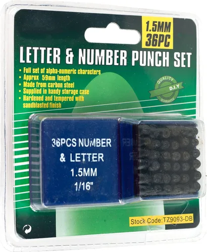 Vista 3 de Hawk Number & Capital Letter Punch Set 36 Pc (0.059 in 1/16"): NL-99093