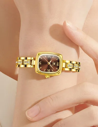 Vista 3 de OLEVS Gold Watches Women Diamond Square Elegant Ladies Dress Small Slim Thin Wrist Watch