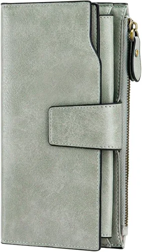 Vista 8 de SENDEFN - Carteras de cuero para mujer, con bloqueo de identificación por radio frecuencia (RFID), tarjetero con monedero, cartera de mano