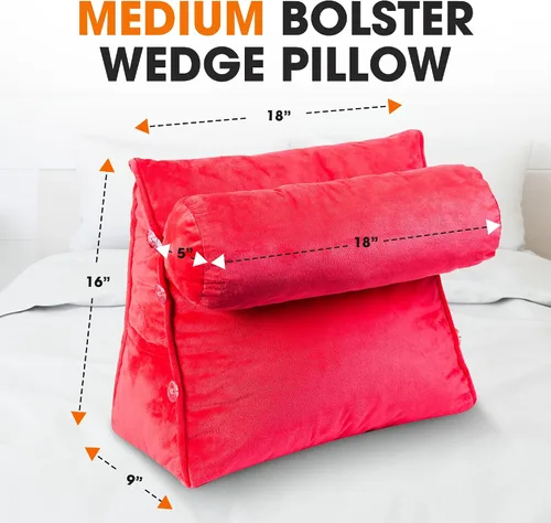 Vista 3 de Cheer Collection Almohada de cuña de lectura, almohada de TV con almohada ajustable, soporte de espalda de espuma viscoelástica para sofá y cama