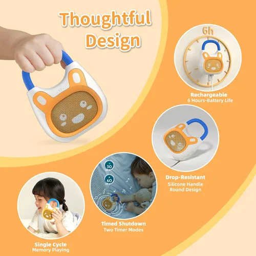 Vista 5 de alilo Pocket Bunny - Reproductor de música portátil para niños, juguetes musicales para niños pequeños, precargado de más de 120