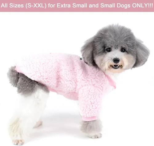 Vista 2 de Zunea Suéter de invierno para perros pequeños, ropa de vellón para cachorros, sherpa cálida chaqueta de chihuahua, ropa de otoño para mascotas