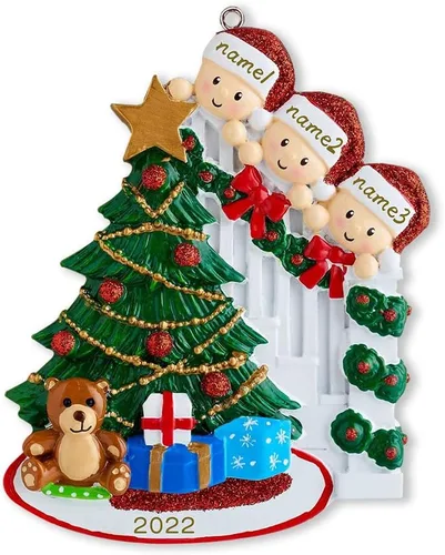 Vista 6 de Adorno familiar para árbol de Navidad 2024, adorno colgante para árbol de Navidad de 2024, adorno de familia de 2 nombres, adorno personalizado