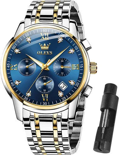 Vista 13 de OLEVS Reloj multifunción para hombre, cronógrafo luminoso impermeable con Negro/Negro
