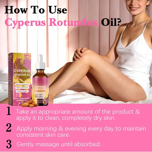 Vista 5 de Cyperus Rotundus Aceite para depilación, aceite esencial natural 100% puro para cuidado de la piel y depilación, apoya la reducción del crecimiento